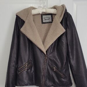 Levi's Brown Vegan Leather Jacket with Cream Shearling